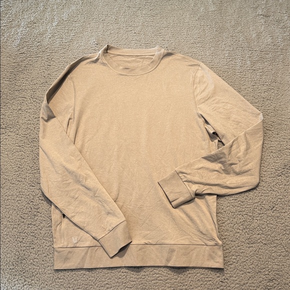 VUORI Ponto Performance Crew Tan Long Sleeve Crewneck Sweatshirt size L - Picture 1 of 6